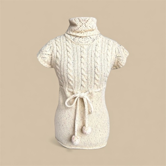 NWOT Anthropologie Cream Cable Knit Cowl Neck Sweater - Picture 12 of 12